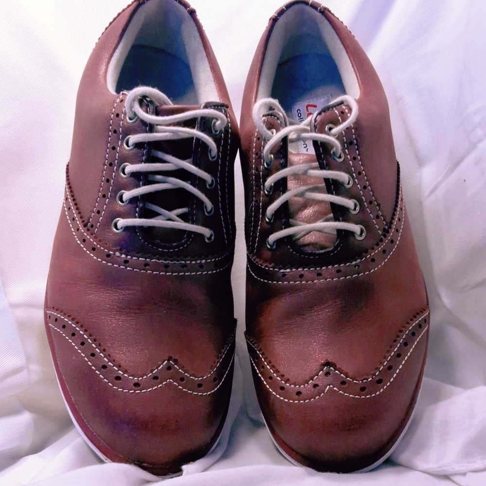 FootJoy Brown Leather Oxford Shoes with Classic Wingtip Design